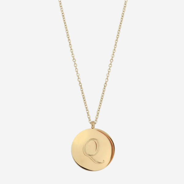 Collier lettre Q acier doré or
