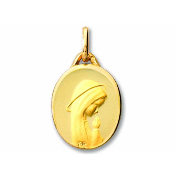 ONEKISS - Médaille Vierge prière, Or jaune 18k