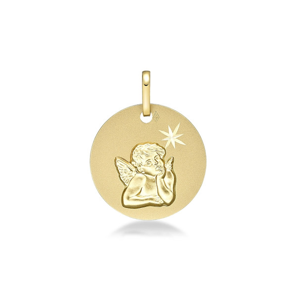 ONEKISS - Médaille Ange étoilée, Or jaune 18k