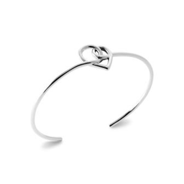 Bracelet jonc coeur argent