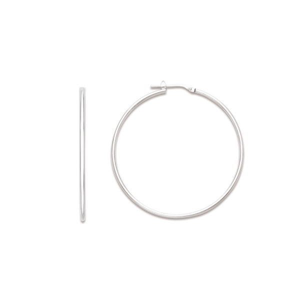 Créoles tube 1,6 mm, diamètre intérieur 40 mm, Argent 925 rhodié