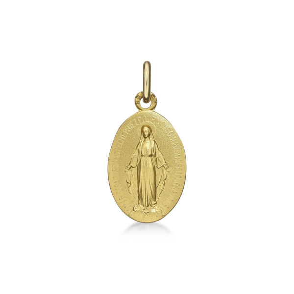 ONEKISS - Médaille Vierge miraculeuse - 17 mm - Or jaune 18k 2,45g