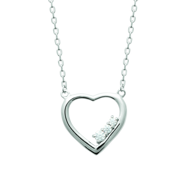 Collier Argent coeur et zircons