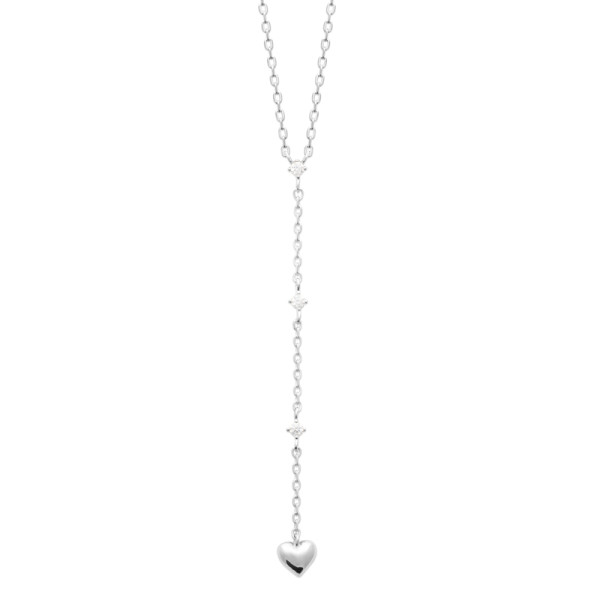 Collier Argent coeur et zircons