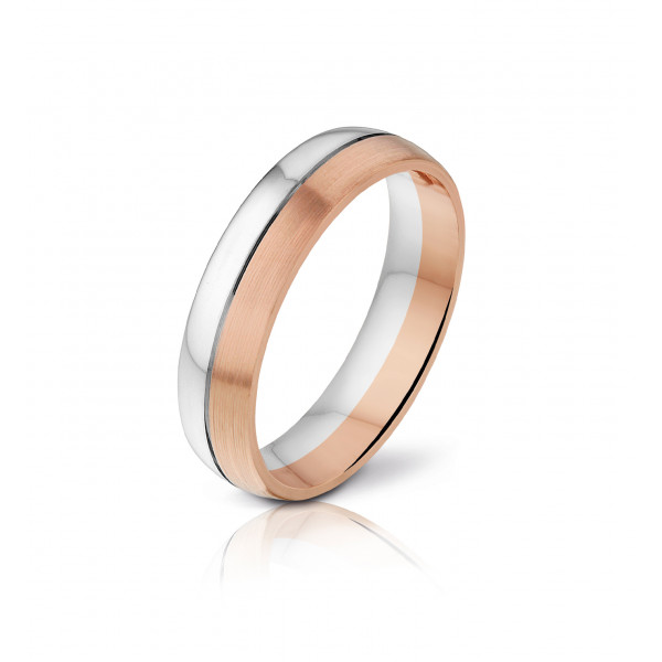 Two-colour white gold and pink wedding ring - Angeli Di Bosca