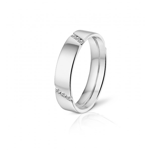 Modern wedding ring with diamonds - Angeli Di Bosca