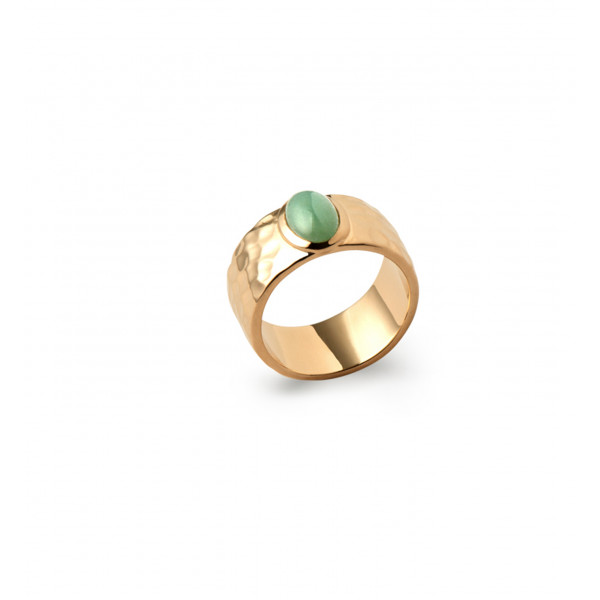 Hammered gold and aventurine ring "Victoria" - Bijoux Privés Discovery