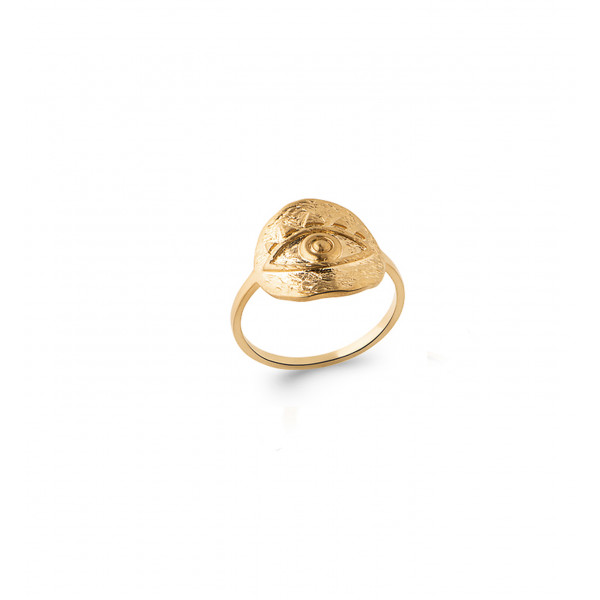 Ethnic Yellow Gold Plated Eye Ring - Bijoux Privés Discovery