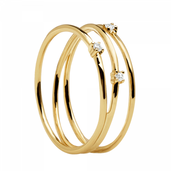 Yellow gold plated woman ring "Cougar" trio - PD Paola