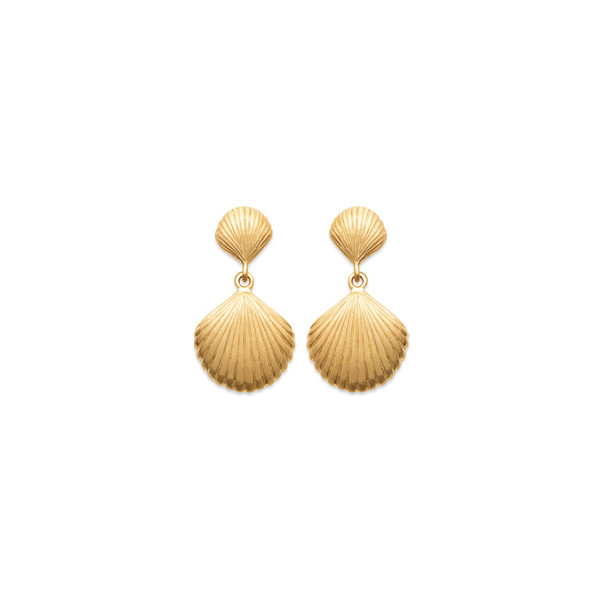 Yellow gold plated dangling earrings SHELL - Bijoux Privés Discovery