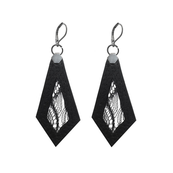 Earrings in lace and stitched in leather - Sev Sevad