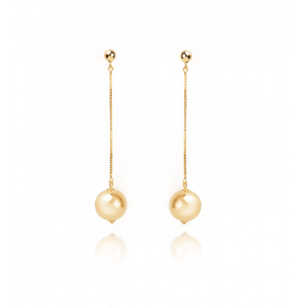 Pendant earrings gold ball - 2017 Collection - Poli Joias