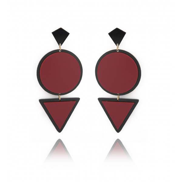 Fancy black and red earrings - Poli Joias