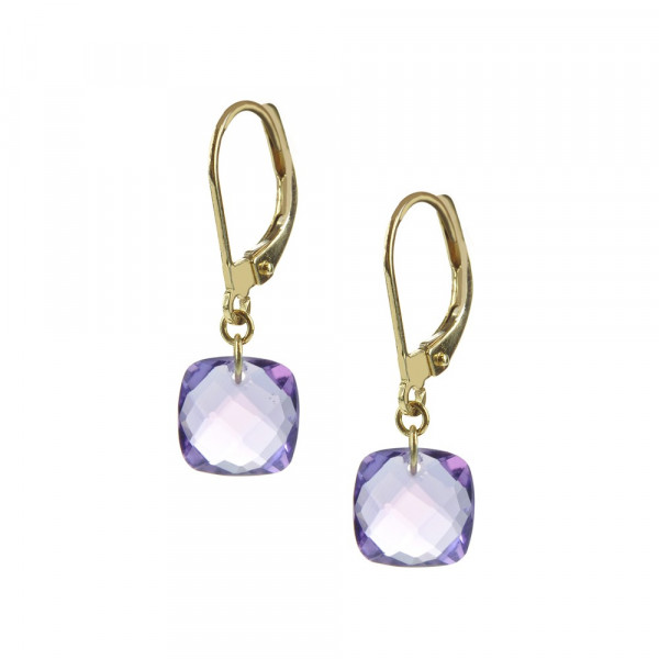 Earrings yellow gold and amethysts - BeJewels