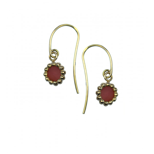 Earrings yellow gold and red coral - BeJewels