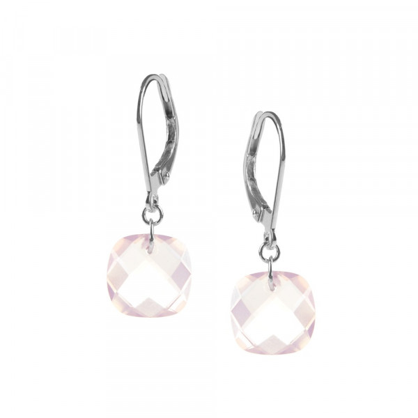 Earrings white gold 18 carats and pink quartz - BeJewels