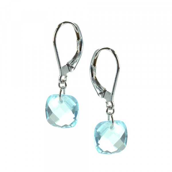 Earrings white gold 18K and blue topaz - BeJewels