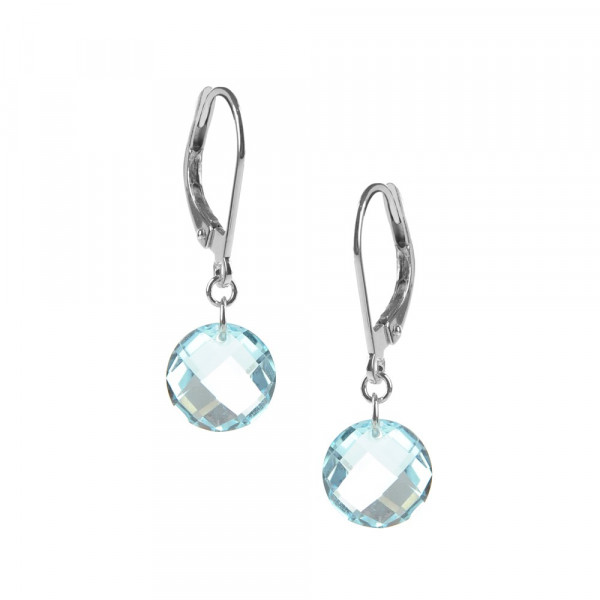 Earrings yellow gold in round blue topaz - BeJewels
