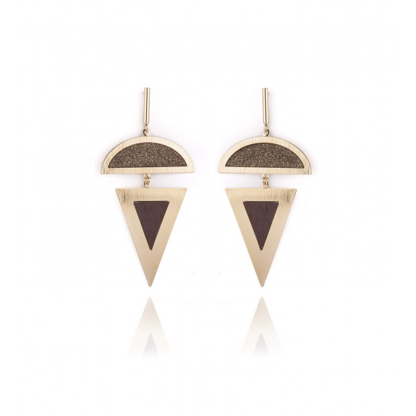 Pendant earrings in half-moon and triangle - Poli Joias