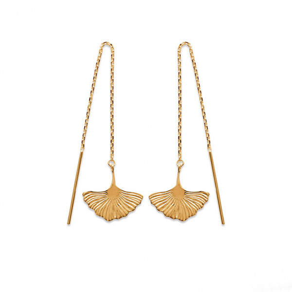 Gold-plated or silver-plated Ginkgo leaf earrings - Bijoux Privés Discovery