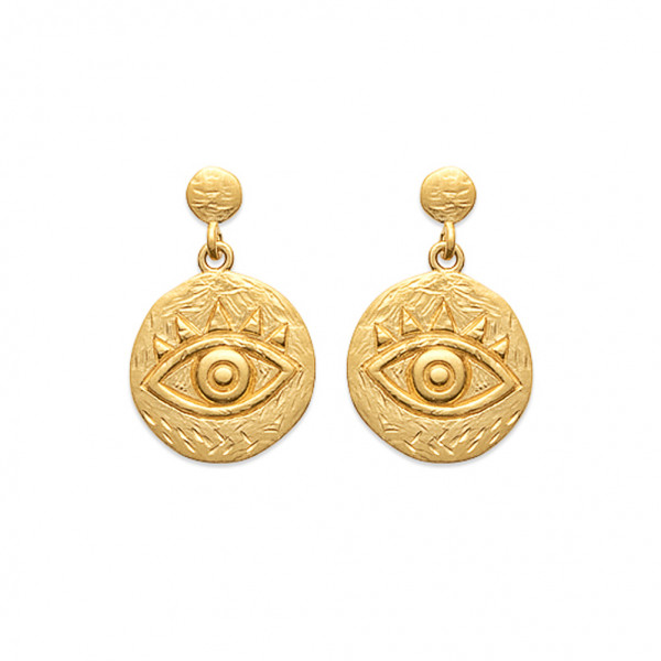 Gold plated earrings or silver Inca eye - Bijoux Privés Discovery