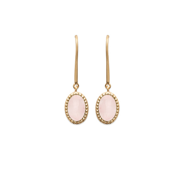 Pink quartz pendant earrings "Emma" - Bijoux Privés Discovery