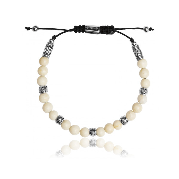 Natural stones jasper white men's bracelet - Lauren Steven