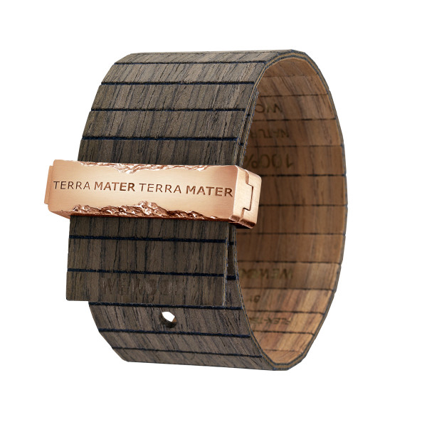 Wooden cuff bracelet "Terra Mater Talia black nut rose" - Wewood