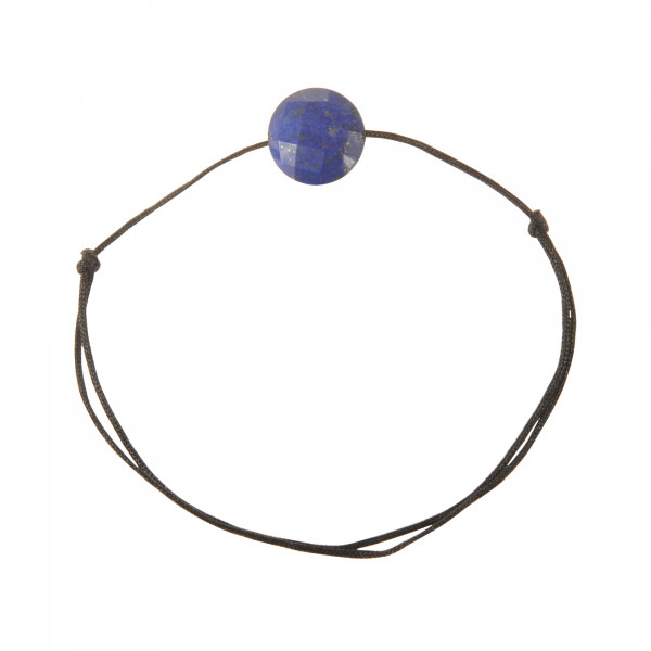 Black cord bracelet with Lapis lazuli- Tikopia