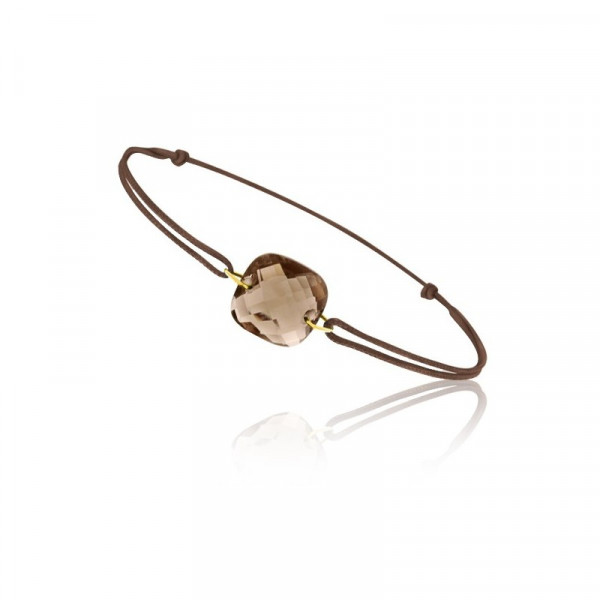 Bracelet brown cord  with a smoky quartz - BeJewels