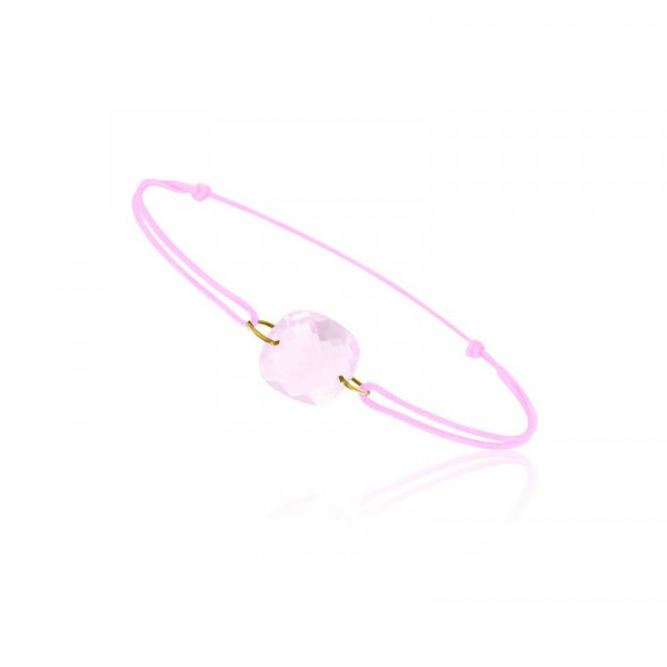 Bracelet with pink quartz and pink cord - Be Jewels