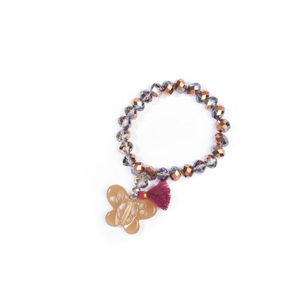 Fancy bracelet "Paloma" chocolate colors and butterfly - Amarkande