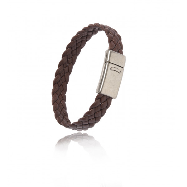 Flat braided leather bracelet for men - Magnum
