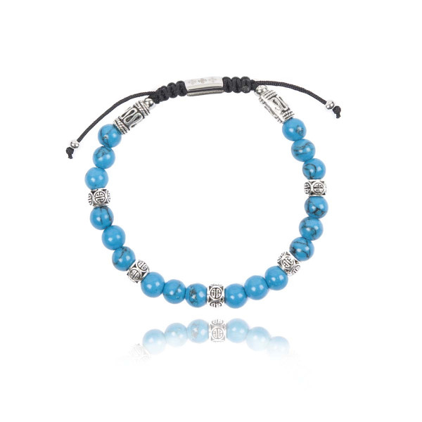 Turquoise natural stone men's bracelet - Lauren Steven