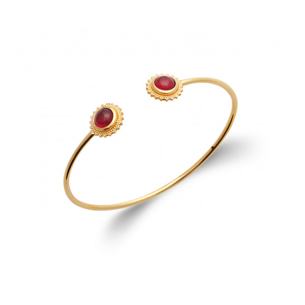 Gold plated bracelet and red stone "Lola" - Bijoux Privés Discovery