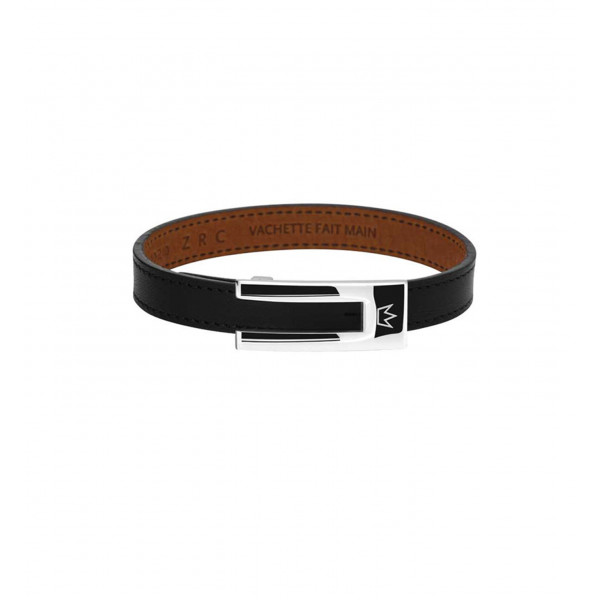 Leather black bracelet simple Edition "ZRC"- Rochet