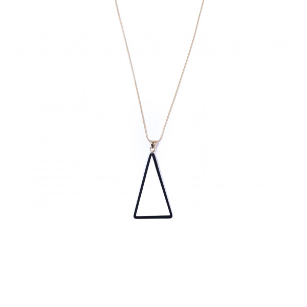 Long necklace "Triangle" in white and black color  - Poli Joias