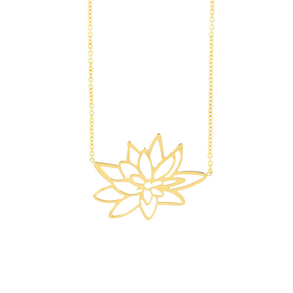 Lotus flower chain necklace gold 18 carats - Be Jewels!