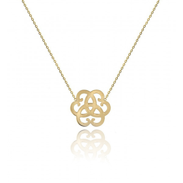 Necklace gold chain and pattern in18K Yellow Gold - Be Jewels!
