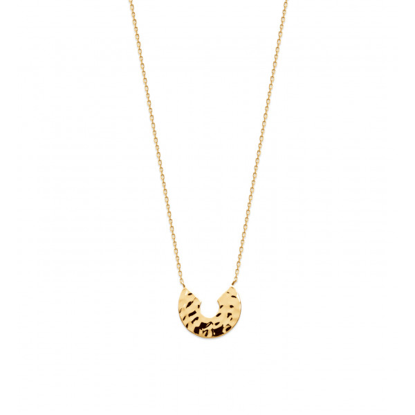 Yellow gold plated hammered necklace "Luna" - Bijoux Privés Discovery