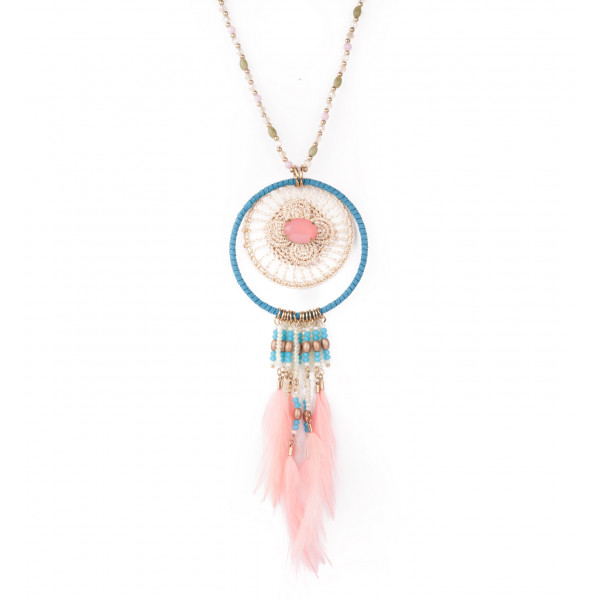 Dream catcher long necklace "Rosélor" - Amarkande