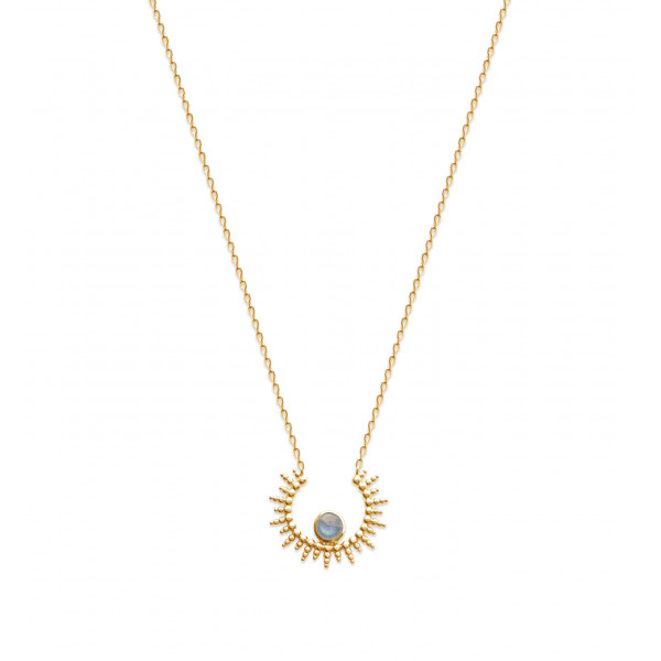 Necklace gold plated or silver "Sunshine" with Labradorite stone - Bijoux Privés Discovery
