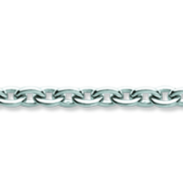 ONEKISS Chaîne maille Forçat ronde 1,30 mm, 42 cm, Or gris 18k rhodié