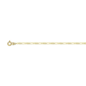 ONEKISS Chaîne maille Alternée 1/3 ultra plate, 1,9 mm, 60 cm, Or jaune 18k