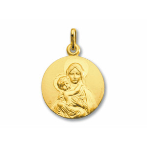 ONEKISS - Médaille Vierge à l'enfant, Or jaune 18k