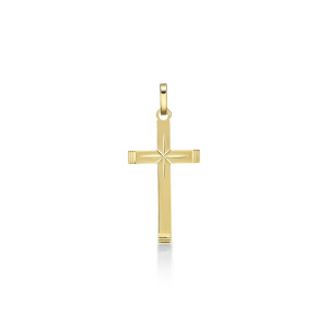 ONEKISS - Pendentif Croix facettée, Or jaune 18k