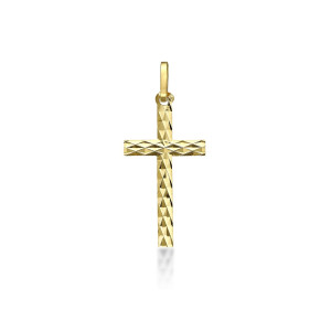 ONEKISS - Pendentif Croix facettée, Or jaune 18k