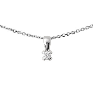 GAREL - Pendentif Diamant Solitaire 0,15ct - Or Blanc 18K