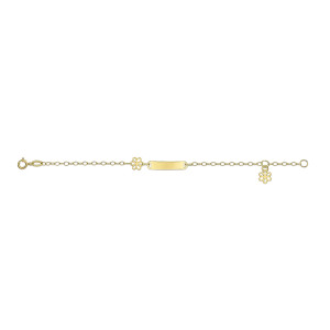 ONEKISS - Bracelet Gourmette Enfant 2 Fleurs - Or Jaune 18k 1,6g