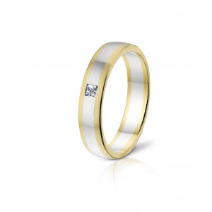 Modern wedding ring yellow and white gold and diamond- ADB